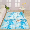 thumbnail image 6 of Junovo Luxury Velvet Shag Area Rug Modern Indoor Fluffy Rugs, Extra Comfy and Soft Carpet For Bedroom Living Room Kids Room,4'x6',Blue, 6 of 7