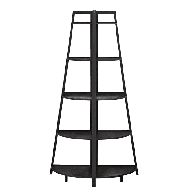 WTZ Black Bamboo Corner Shelf 70 inch 5 Tier Standing Shelf Tall Living
