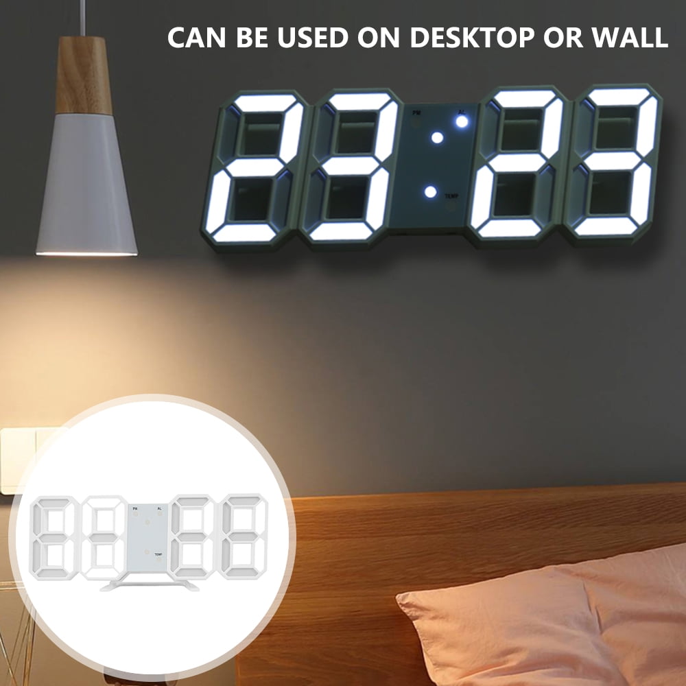 Digital LED Clock Large Number Date Temperature Desk Wall Living Room Bed Office 