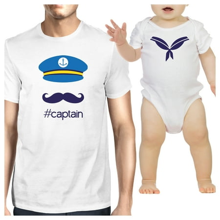

My Captain White Cute Design Dad Baby Boy Matching Shirts Dad Gifts