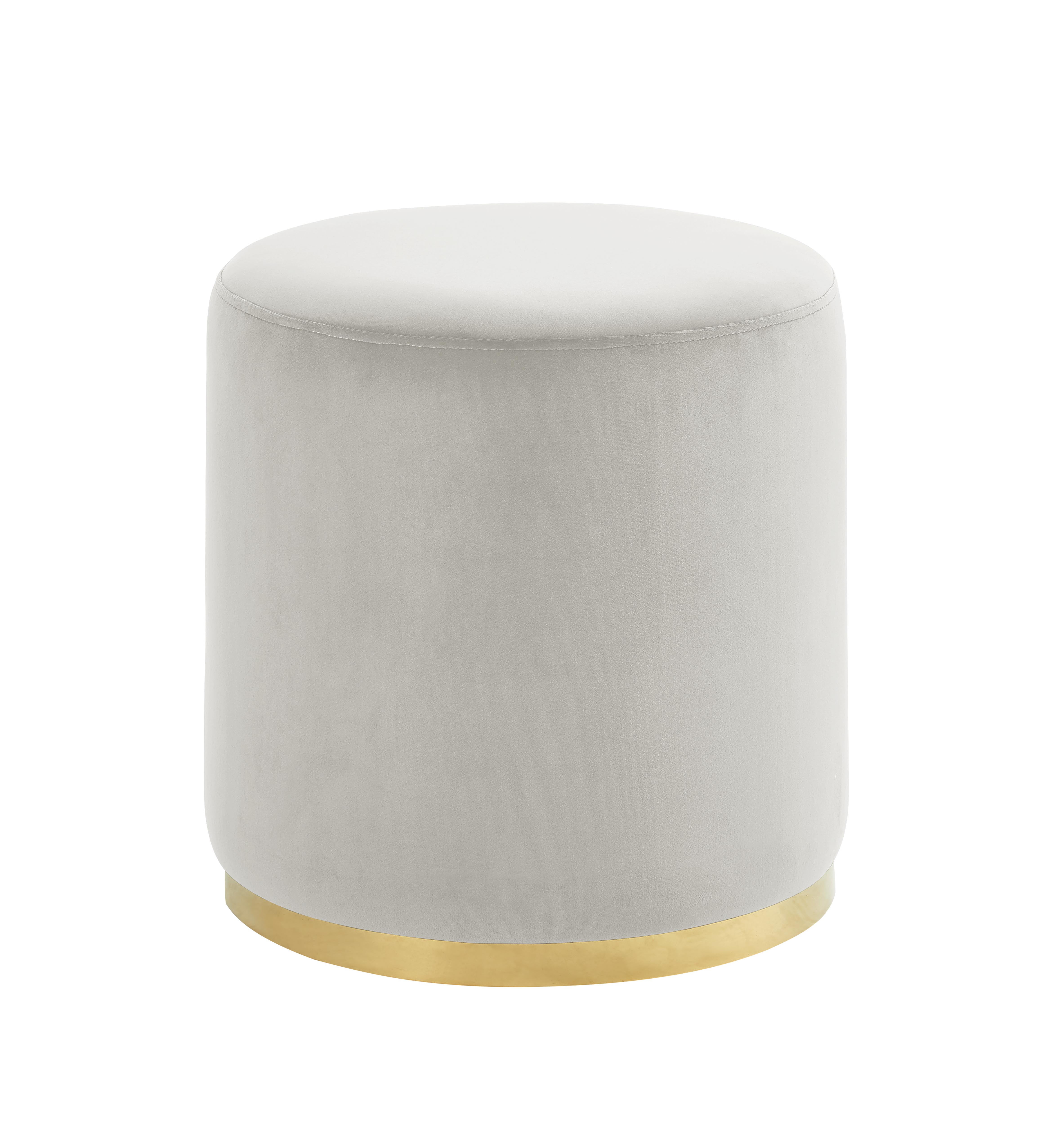 White & Gold Velvet Round Ottoman - Walmart.com - Walmart.com