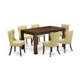 thumbnail image 6 of East West Furniture CNSI7-77-37 7-Pc Modern Dining Table Set- 6 Parson Dining Chairs with Limelight Linen Fabric Seat and Button Tufted Chair Back - Rectangular Table Top & Wooden 4 Legs - Distressed, 6 of 9