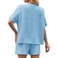 thumbnail image 4 of Short Sleeve Women 2 Pieces Matching Sets Ribbed Tops and Shorts Lounger Sets, 4 of 6