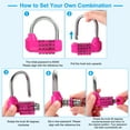 thumbnail image 5 of Uxcell Combination Padlock, 5 Digit Gym Locker Lock Alloy Steel Password Padlock, Pink, 5 of 6