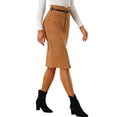 thumbnail image 4 of INSPIRE CHIC Faux Suede Skirt for Women's High Rise Button Front A-line Slit Skirt XS Brown, 4 of 5