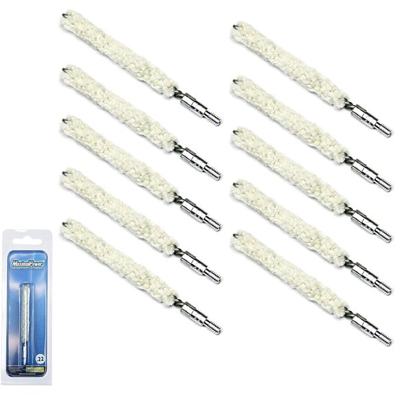 MaximalPower Gun Cleaning Bore Cotton Mops Brush .22 Caliber for 8-22 Threaded (10 Pack)