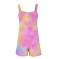 thumbnail image 6 of Feancey Tie Dye Overalls for Women Lace Up Suspender Romper Shorts Summer Sleeveless Loose Jumpsuits with Pockets Pink 3XL, 6 of 6
