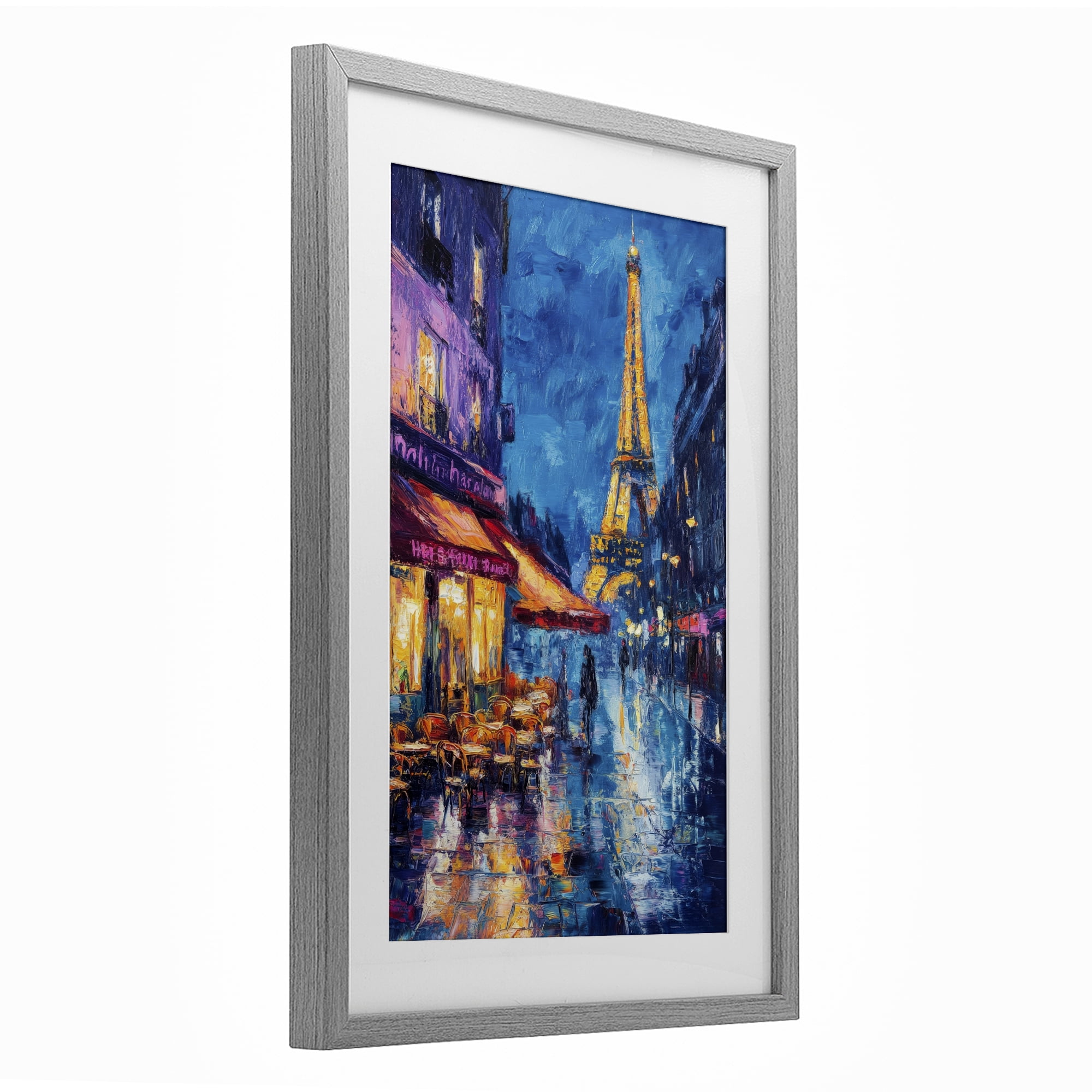 Stupell Industries Dusk Paris Street Scene Gray Framed Print Under Glass, design by Petal Prints Design