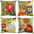 thumbnail image 1 of TongXi - Funda de almohada decorativa suave con diseño de flores pintadas a mano, fundas de cojín de 18.0 x 18.0 in, paquete de 4, 1 of 5