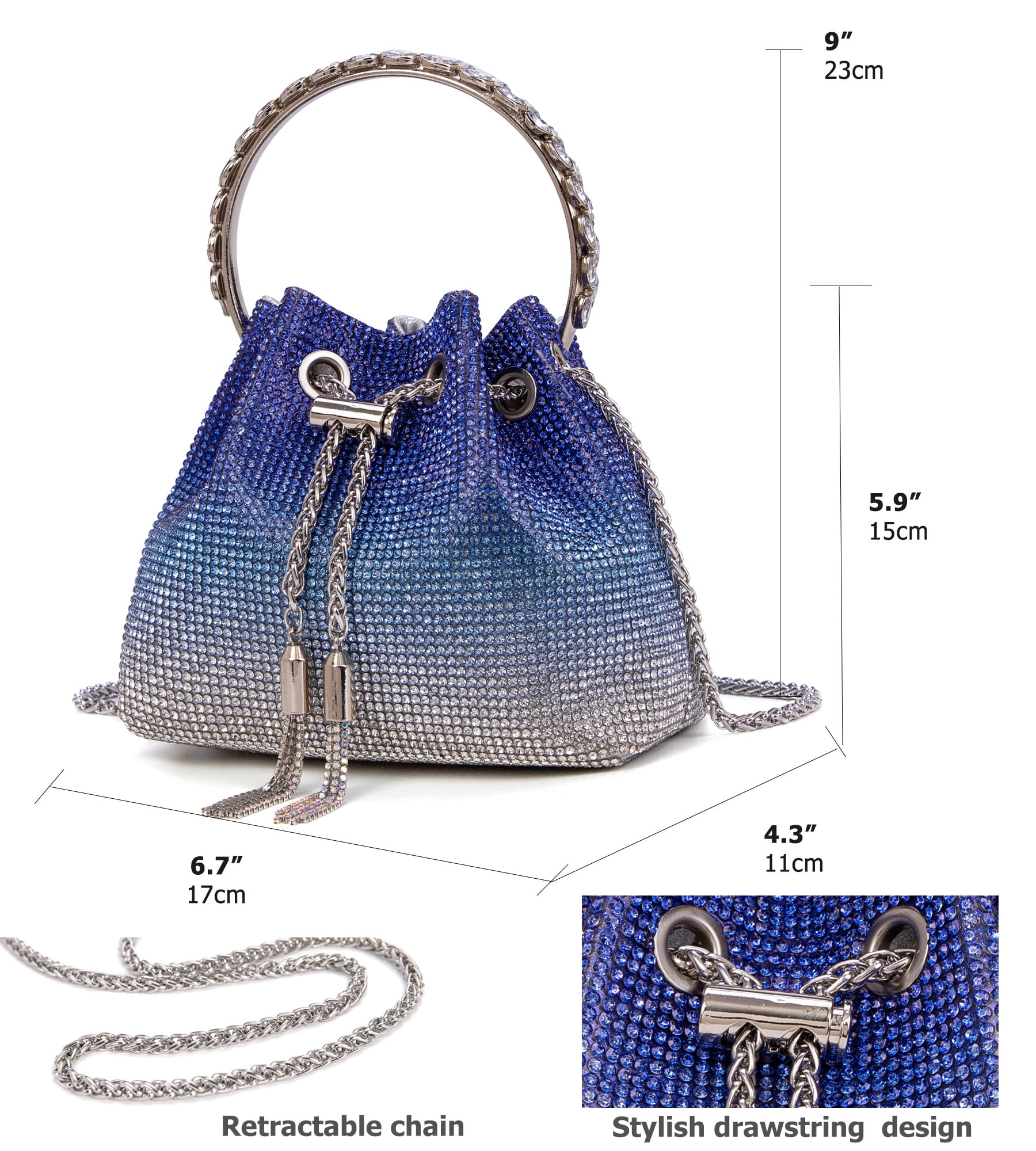 Hot Air Balloon Rhinestone Clutch Purse - Sparkling Crystal Evening Bag For Women, Prom & Party