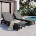 thumbnail image 3 of Harper & Bright Designs Poolside Lounge Chairs Set of 2, Outdoor Patio Chaise Lounge Chair, 2 Pieces Aluminum Recliner with Premium Olefin Cushions and 5-Level Reclining for Pool Balcony, Gray, 3 of 11
