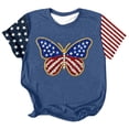 thumbnail image 4 of Womens T Shirt Women's Stars and Stripes Casual Fashion Printed Crew Neck Short Sleeve Pullover T Shirt Blue L, 4 of 4