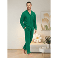 thumbnail image 4 of EA'S SECRET Mens Pajamas Set 100% Cotton Sleepwear Button Down Pajamas for Men Long Sleeve Lounge Pjs with Pockets & Fly(Green,S), 4 of 9