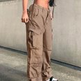 thumbnail image 4 of Nnhblu Fashion Baggy Cargo Pants Low Rise Jeans Boyfriend Jeans Khaki Denim Trousers, 4 of 6
