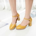 thumbnail image 5 of Miluxas Women's Mary Jane Heels Closed Toe Block Heel Round Toe Chunky High Heel Pumps Yellow 9.5(43), 5 of 5