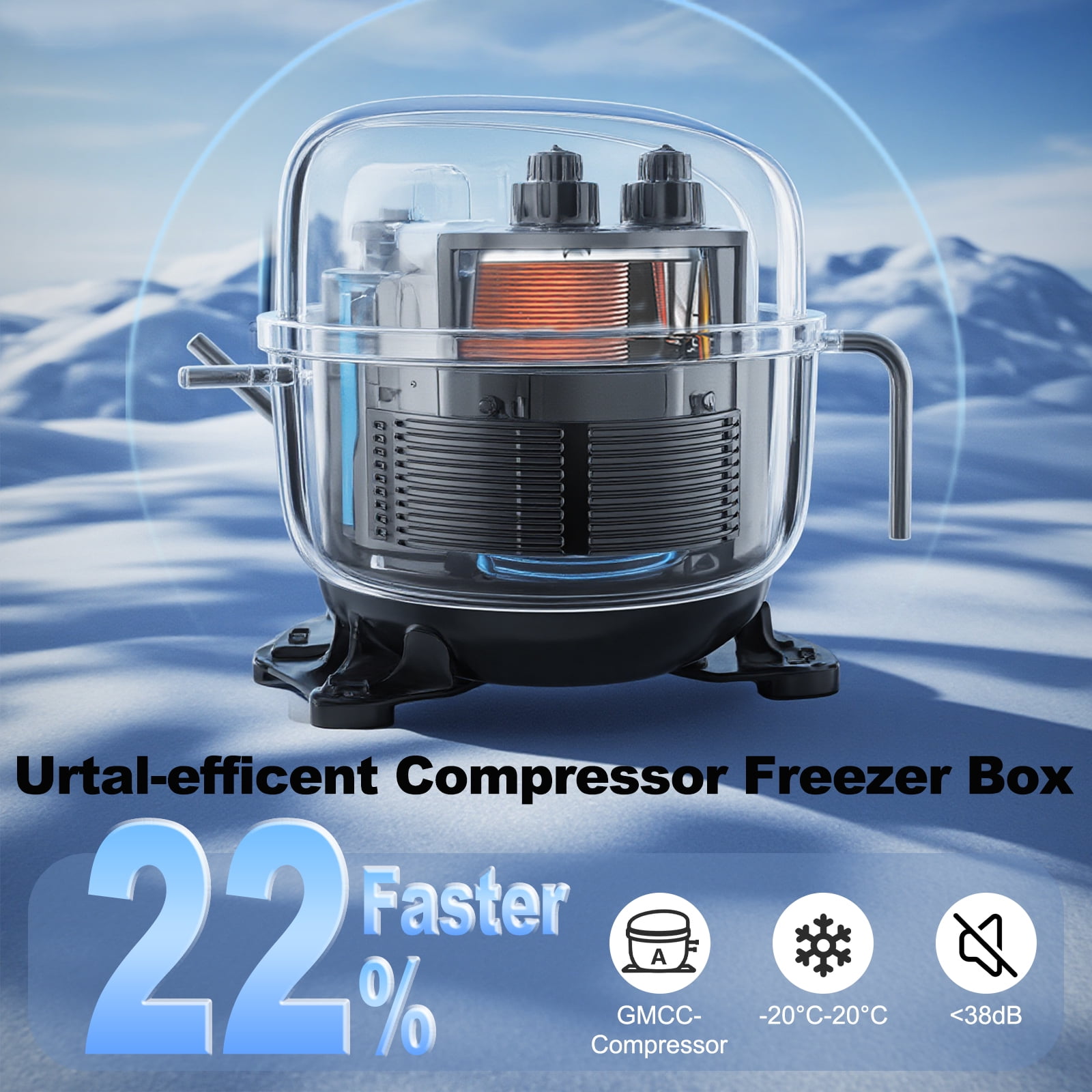 iceBlue 7L Outdoor Compact refrigerator, Top-opening design with Shoulder Strap, 120V/12V Car & Home Use