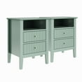 thumbnail image 4 of CozyHome Fluted Nightstand Set of 2, Modern Side Table with 2 Drawers & Storage Shelf, Wood End Table, Bedside Table for Living Room, Bedroom, Green, 4 of 7