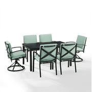 Crosley Furniture Kaplan 7 Piece Metal Outdoor Dining Set in Mist Green