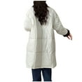 thumbnail image 3 of Htigea Clearance Womens Thickened Warm Long Cotton Winter Large Pocket Casual Loose Lapel Parka Solid Color Casual Jacket Long Coats Today Sales White,XL, 3 of 4