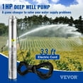thumbnail image 3 of VEVOR Deep Well Submersible Pump, 1HP 230V/60Hz, 37gpm Flow 207ft Head, with 33ft Electric Cord, 4" Stainless Steel Water Pump for Industrial, Irrigation&Home Use, IP68 Waterproof Grade, 3 of 10