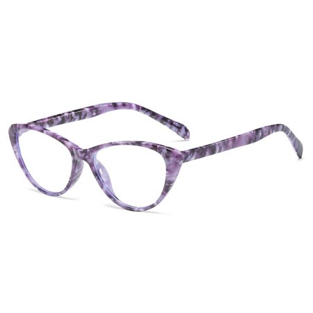 Fashion Vintage Flowers Elegant Ultra Light Frame Reading Glasses Anti-Blue Light Eyeglasses Eye Protection PURPLE STRENGTH 100