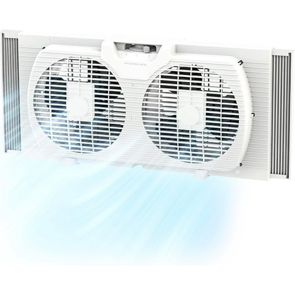 EZ-Chill 9" Twin Window Fan with Manually Reversible Airflow Control, Auto-Locking Expanders