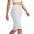 thumbnail image 5 of Dwellite Women's Bermuda Long Shorts Knee Length Capris with Pockets High Waisted Athletic Casual Shorts for Women White M, 5 of 6