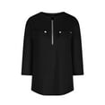 thumbnail image 4 of cfhntfmh Women's 3/4 Sleeve Shirts Comfy V Neck Half Zip Business Casual Tops Dressy Work Tunic Blouses, 4 of 7