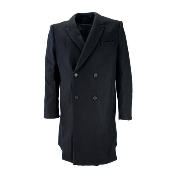 PUBLIC SCHOOL Men's Double-Breasted Virgin Wool Coat, Black, 42