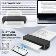 Portable Printers Wireless for Travel, Bluetooth Thermal Printer Support 8.5 X 11 US Letter, Inkless Printer for A4 Thermal Paper, Compatible with Android iOS & Laptop for Office Car Home, Black