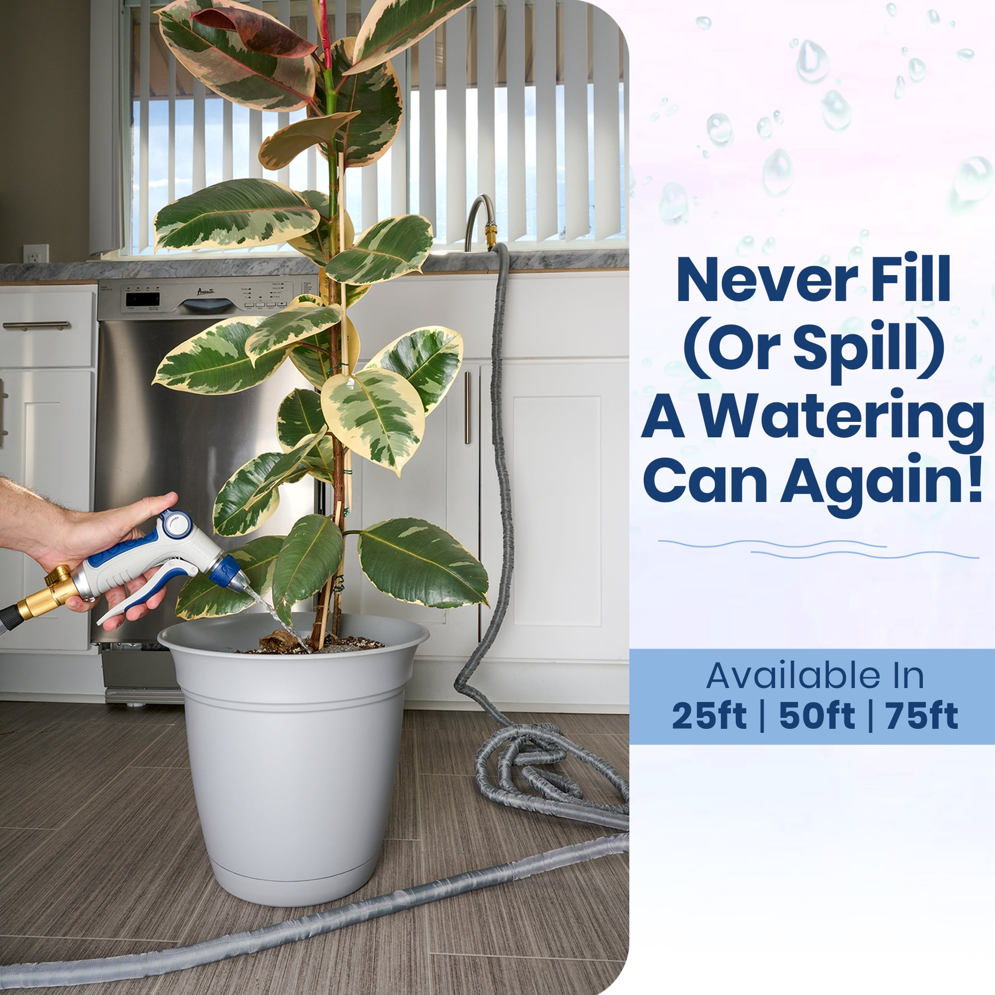 The Watering Vine Indoor Hose That Connects to Kitchen or Bathroom Faucet (75 ft)