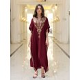thumbnail image 3 of Womens Elegant Black Kaftan Dress Gold Embroidery V Neck Loose Maxi Gown Beach Resort Evening Party Wear, 3 of 8