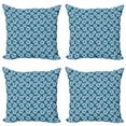 thumbnail image 1 of Ambesonne Blue Throw Pillow Cover 4 Pack, Exotic Hawaiian Hibiscus, 20", Petrol Blue Pale Blue, 1 of 2