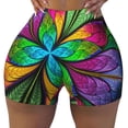 thumbnail image 2 of Logiee Multicolored Beautiful Flower Print Women's Biker Shorts,Workout Gym Shorts,Scrunch Shorts,Tummy Control Hidden Scrunch Running Yoga Shorts-Large, 2 of 8