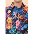 thumbnail image 5 of Men's Regular Fit Tropical Print Shirt Short Sleeve Button-Down Casual Wear (MS1_Black Blue_L), 5 of 6