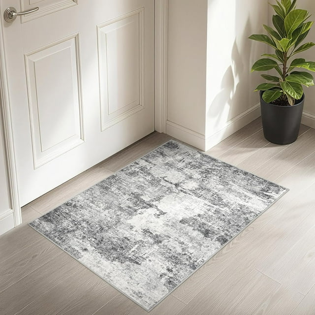 Living Room Area Rugs x Abstract Large Soft Indoor Washable Rug Neutral Modern Low Pile Carpet for Bedroom Dining Room Farmhouse Home Office Grey