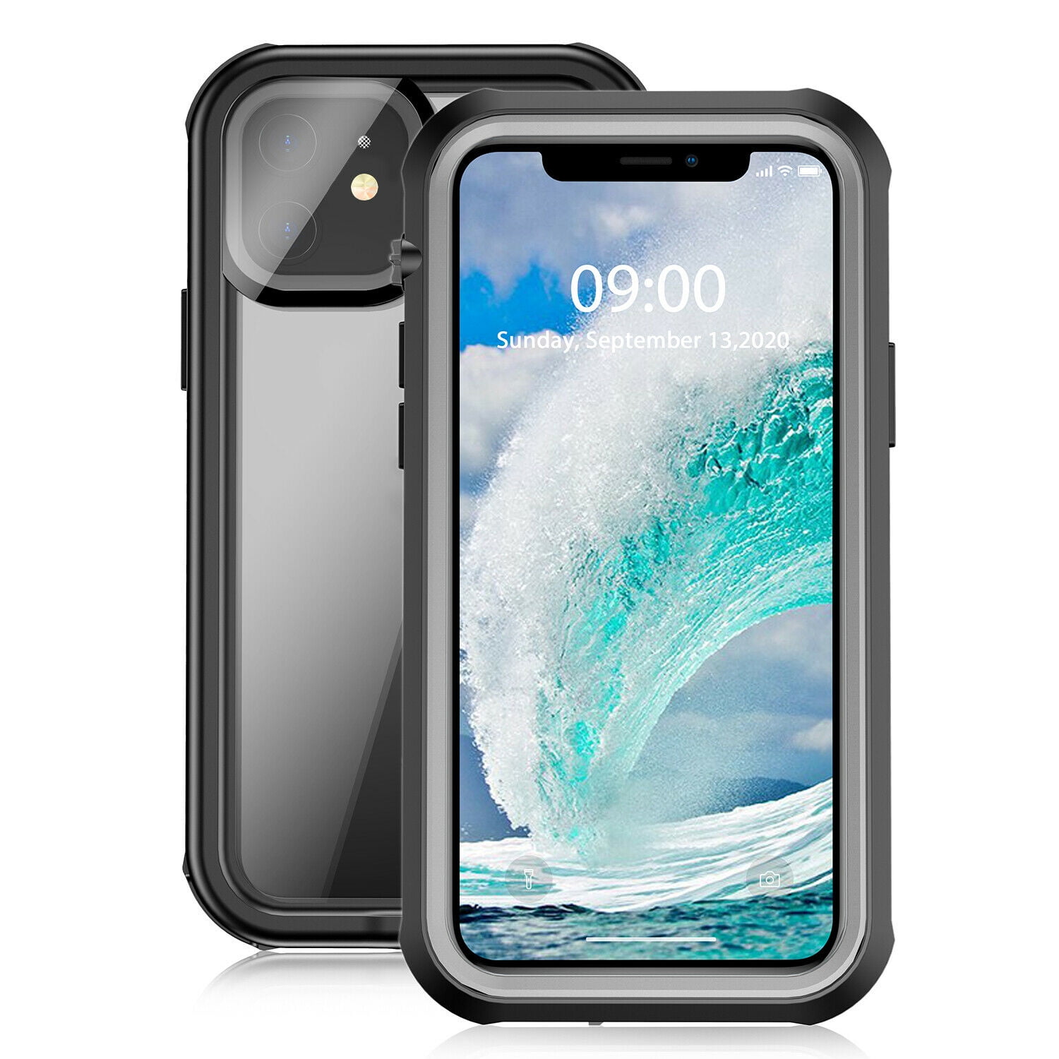 Goldcherry for iPhone 12 Waterproof case, iPhone 12 Pro Waterproof case,shockproof,waterproof,dustproof,snow-proof full body underwater protective cover suitable for iPhone 12/12 Pro 6.1 inch(Black)