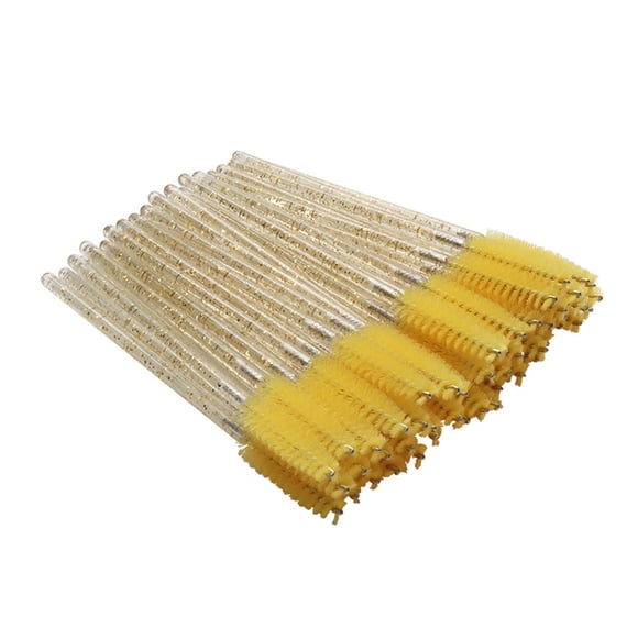 Seitruly 50 piezas de cepillo de pestañas, varitas de cerdas dulces para el Día de San Valentín, pinzas para cejas, herramienta de Pinceles de maquillaje y herramientas Varilla de cristal/Amarillo