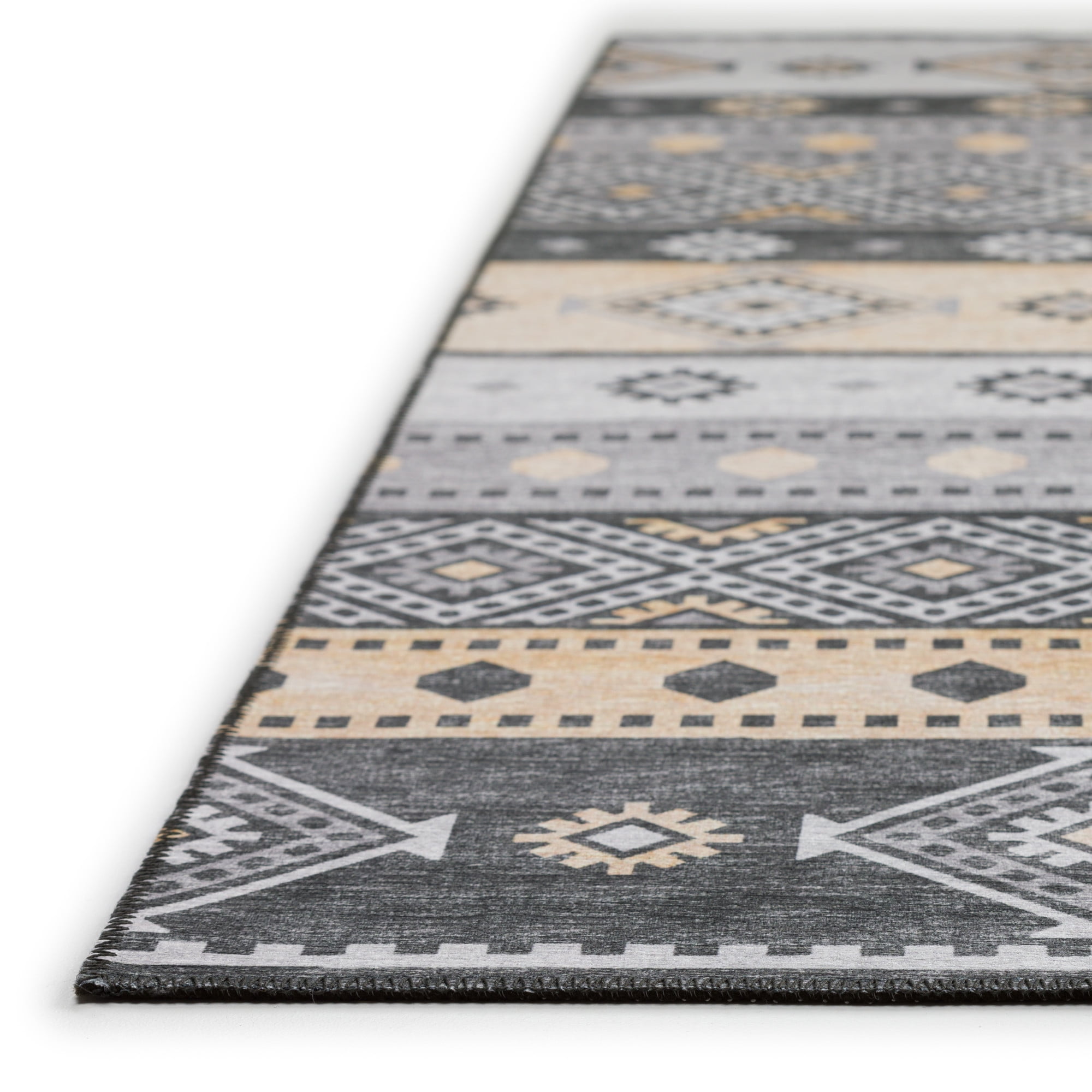 Yuma Indoor/Outdoor Grey Southwest 8' Round Non-Skid Area Rug