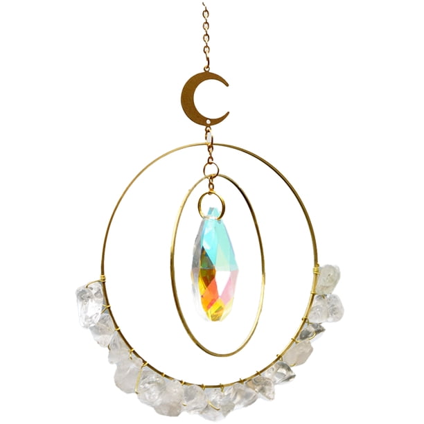 Moon Sun Catcher, molduras de cristal para el interior y el exterior del automóvil, prismas de piedras preciosas, detalles bohemios MFZFUKR CPB-US-DYP1038-1