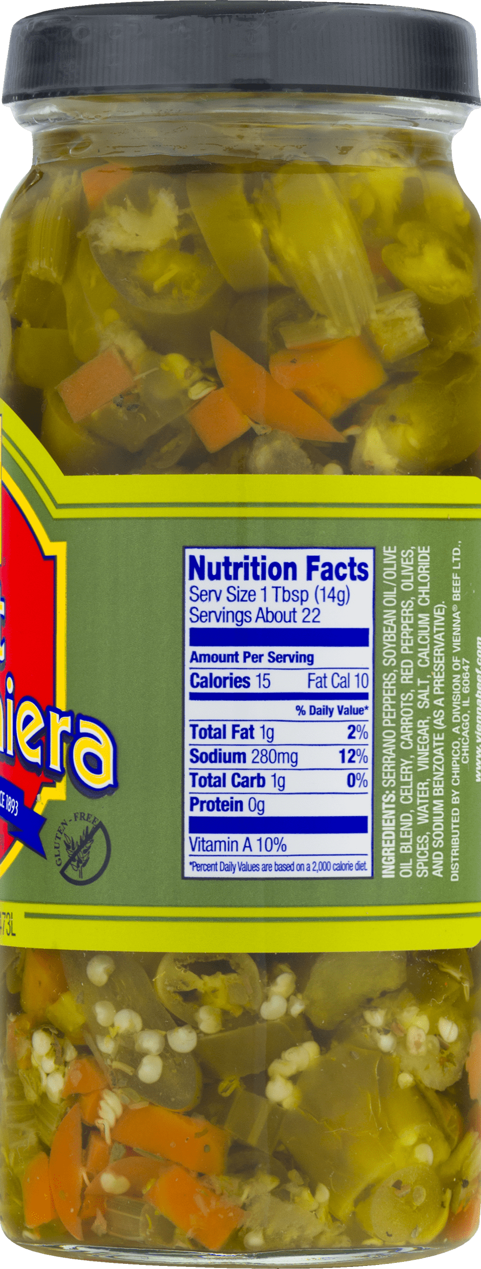 Vienna Beef, Hot Giardiniera, 16 oz,  Jarred Vegetables, Shelf-Stable