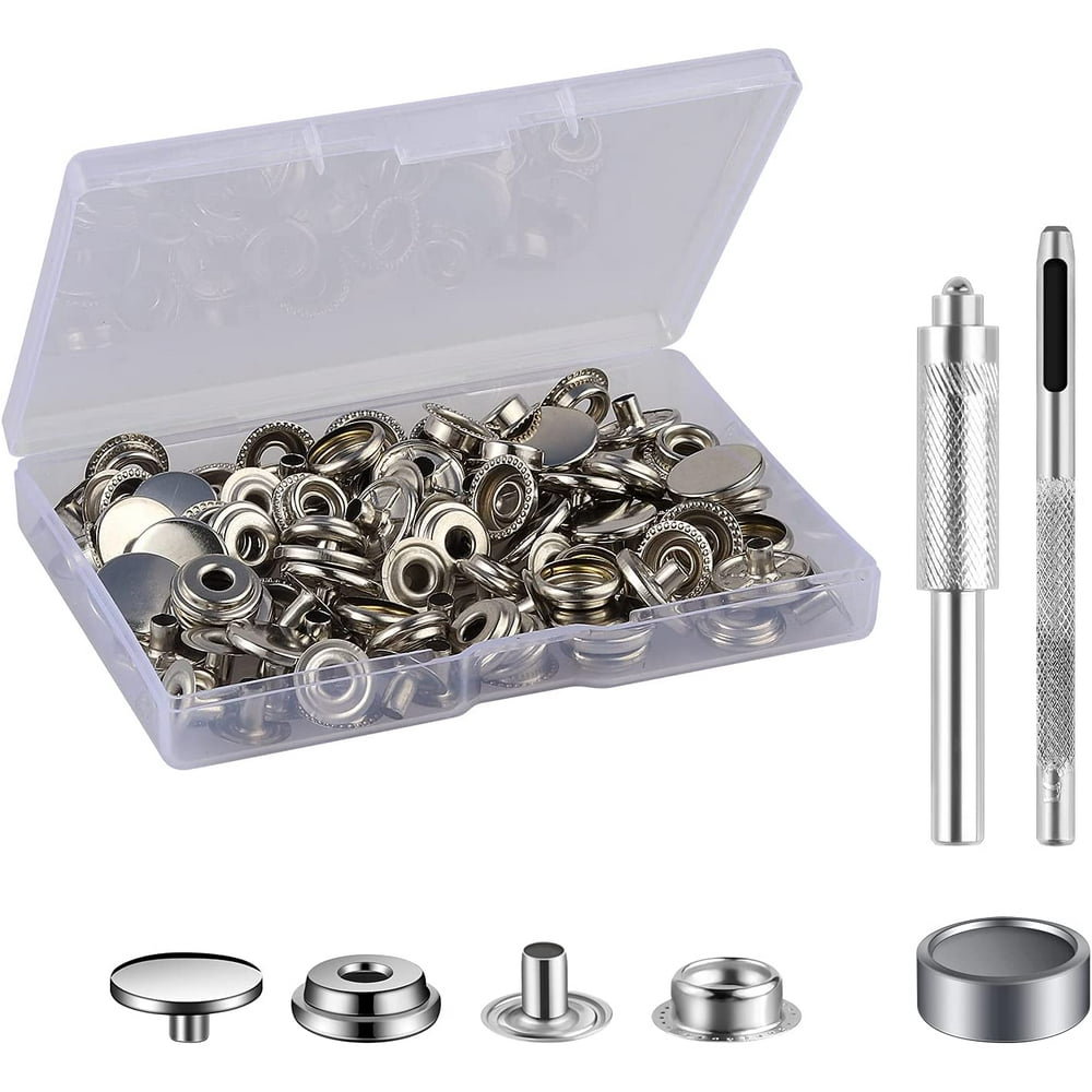 25 Sets Press Studs Cap Button, MSDADA Stainless Steel Snap Fasteners ...