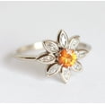 thumbnail image 5 of Flower Engagement Ring Orange Sapphire & Cubic Zircon 925 Sterling Silver Yellow Gold Plated Gift For Love, 5 of 5
