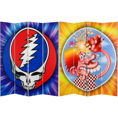 6' Tall Double Sided Grateful Dead Steal Your Face Canvas Room Divider