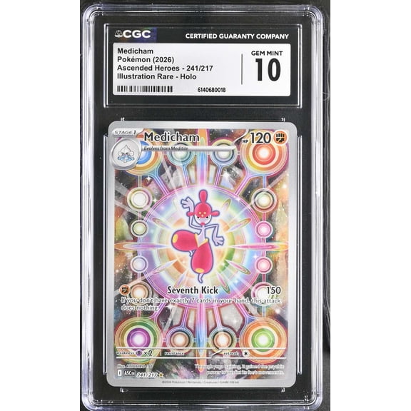 Graded 2026 Pokémon Ascended Heroes Medicham Holo Illustration Rare CGC 10 Trading Card 241/217