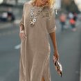 thumbnail image 4 of Joernso Fashion Dress O Neck Lightweight All-match Slit Hem Long Dress Women Clothes, 4 of 8