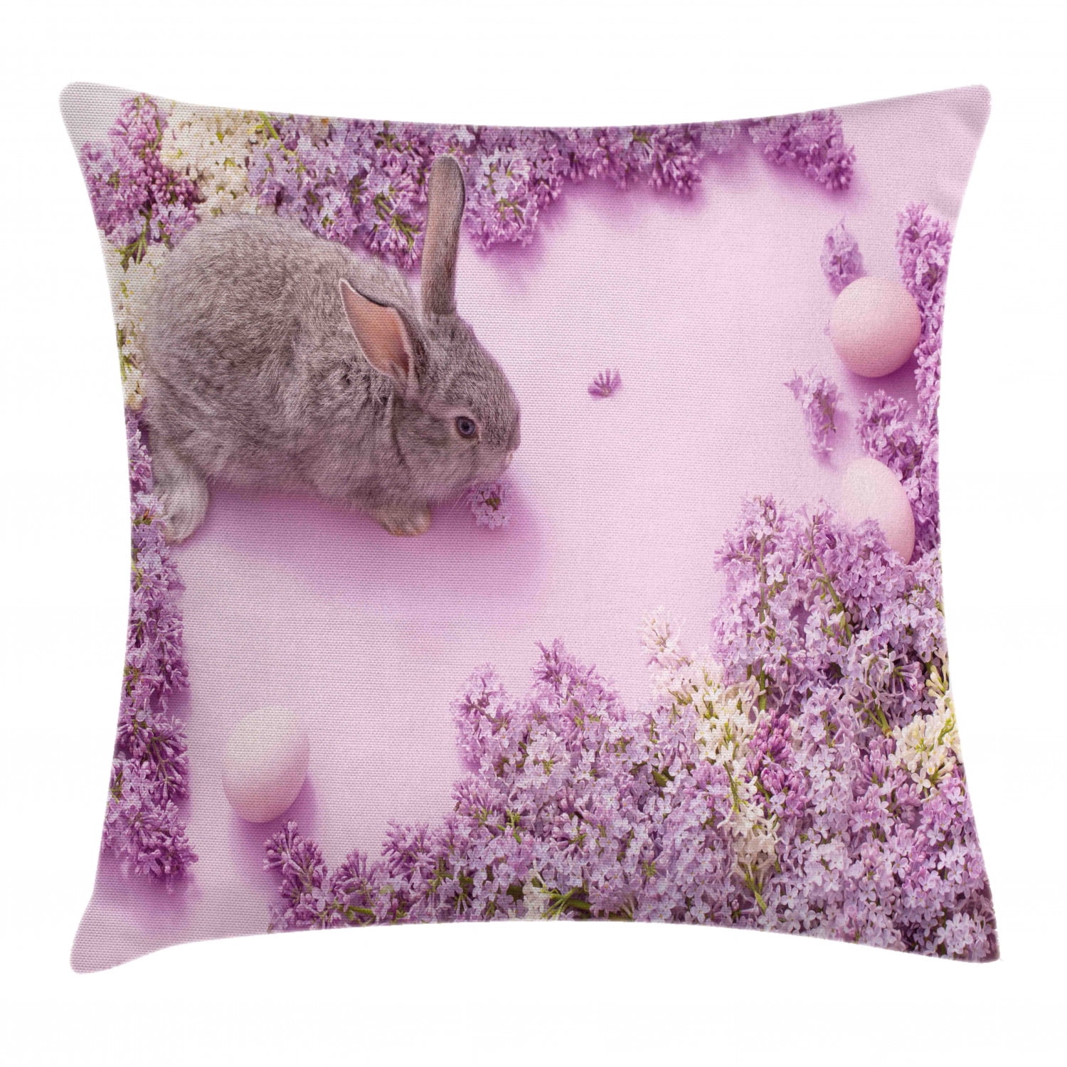 Easter Bunny Throw Pillow Cushion Cover, Cute Grey Easter Rabbit