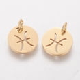 thumbnail image 2 of 5pcs 304 Stainless Steel Flat Round with Constellation/ Sign Golden Pisces 12x1mm Hole: 3mm, 2 of 2