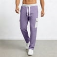 thumbnail image 5 of Relaxed Fit Drawstring Cargo Pants for Men Waffle Knit Textured Trousers Side Pockets Breathable Bottoms Casual Lounge Home-wear, 5 of 7