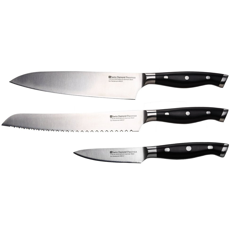 Swiss Diamond 3 Piece Set (Includes 3.5" (8.9 cm) Paring Knife, 8" (20